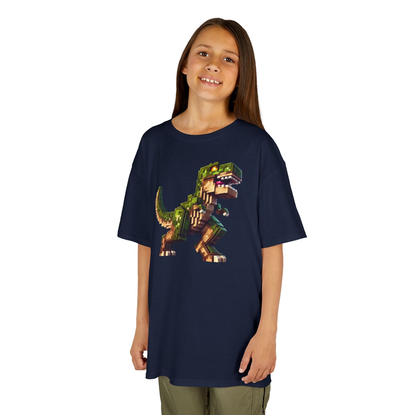 Pixel Dinosaur Kids T-Shirt – Retro Pixel T-Rex Gamer Tee