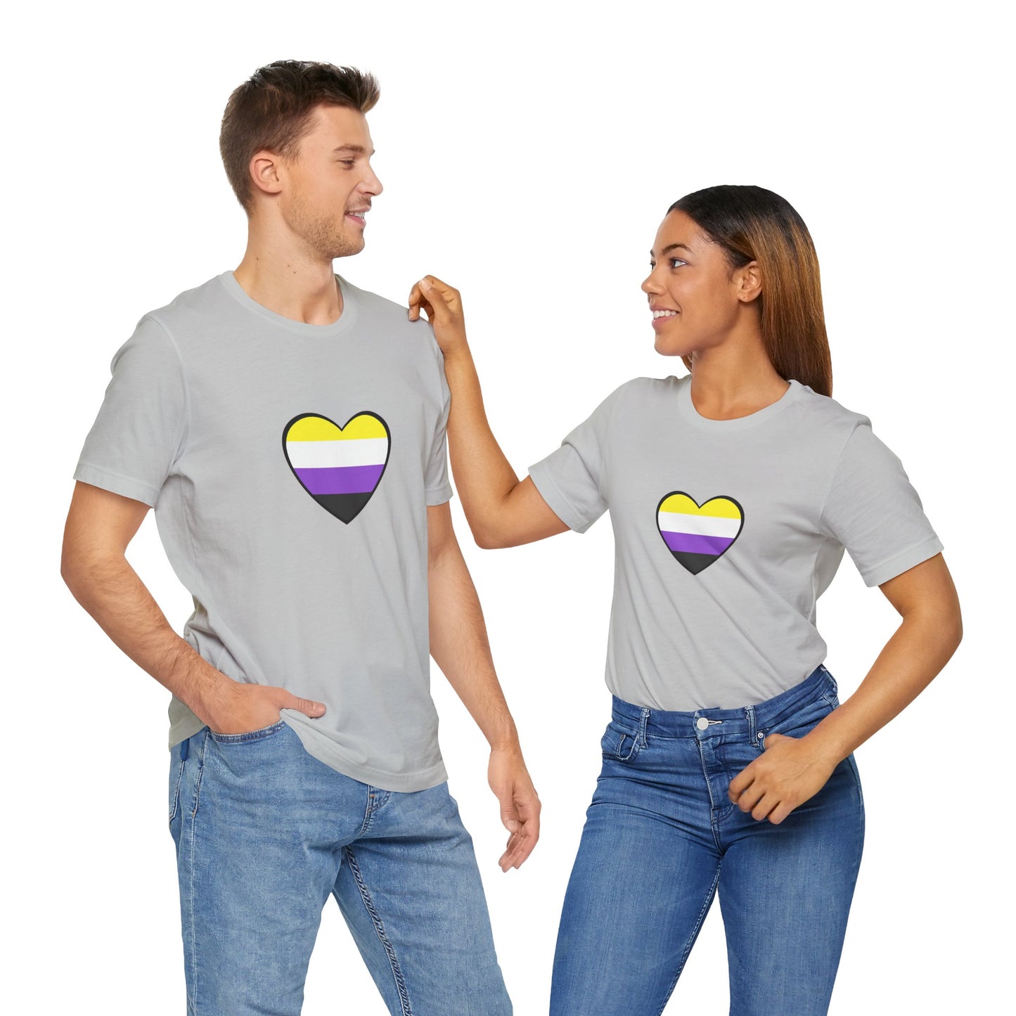 Nonbinary Pride Flag Heart T-Shirt – Unisex LGBTQ+ Graphic Tee