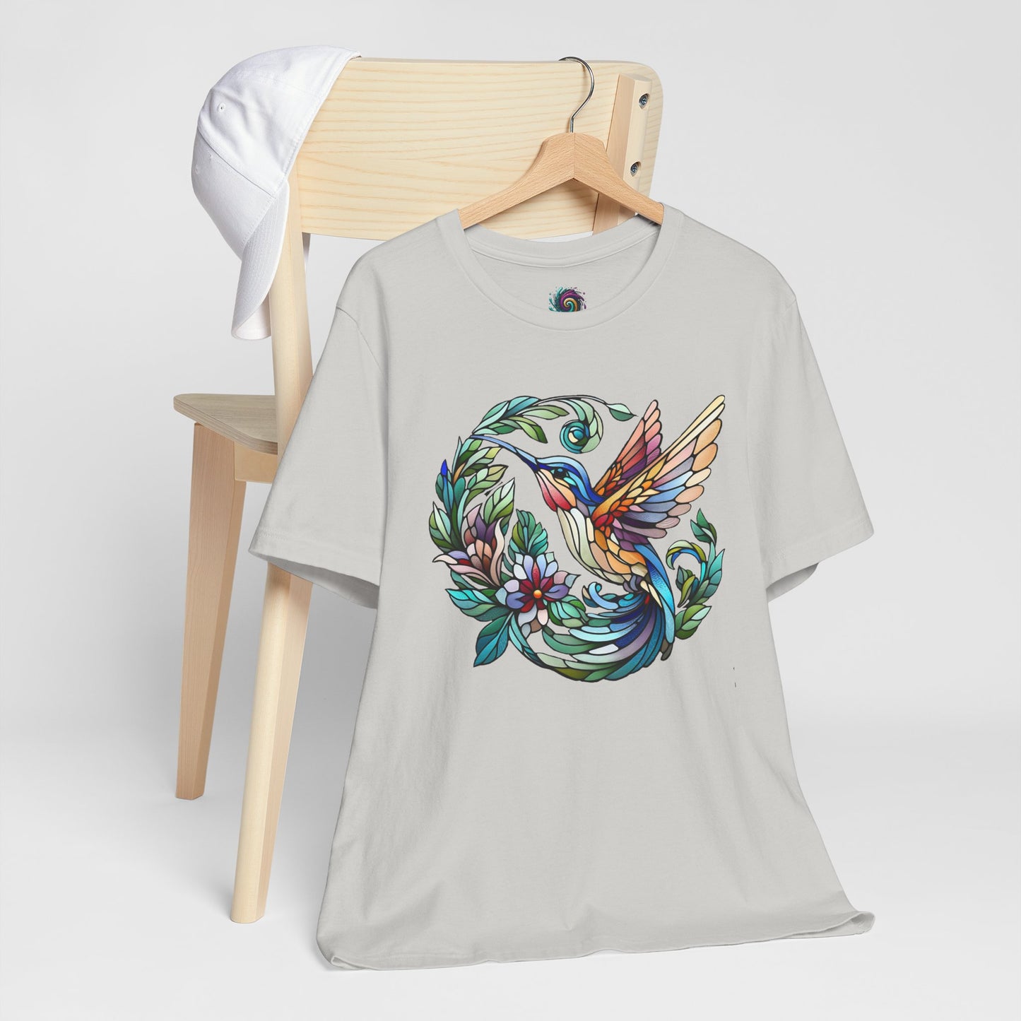 Stained Glass Hummingbird Tee – Vibrant Nature Shirt