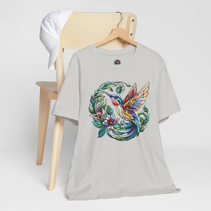 Stained Glass Hummingbird Tee – Vibrant Nature Shirt