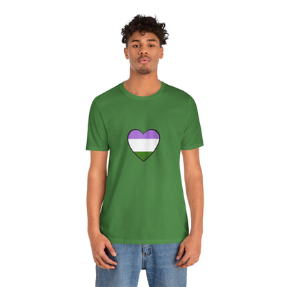 Genderqueer Flag Heart T-Shirt – Unisex LGBTQ+ Graphic Tee