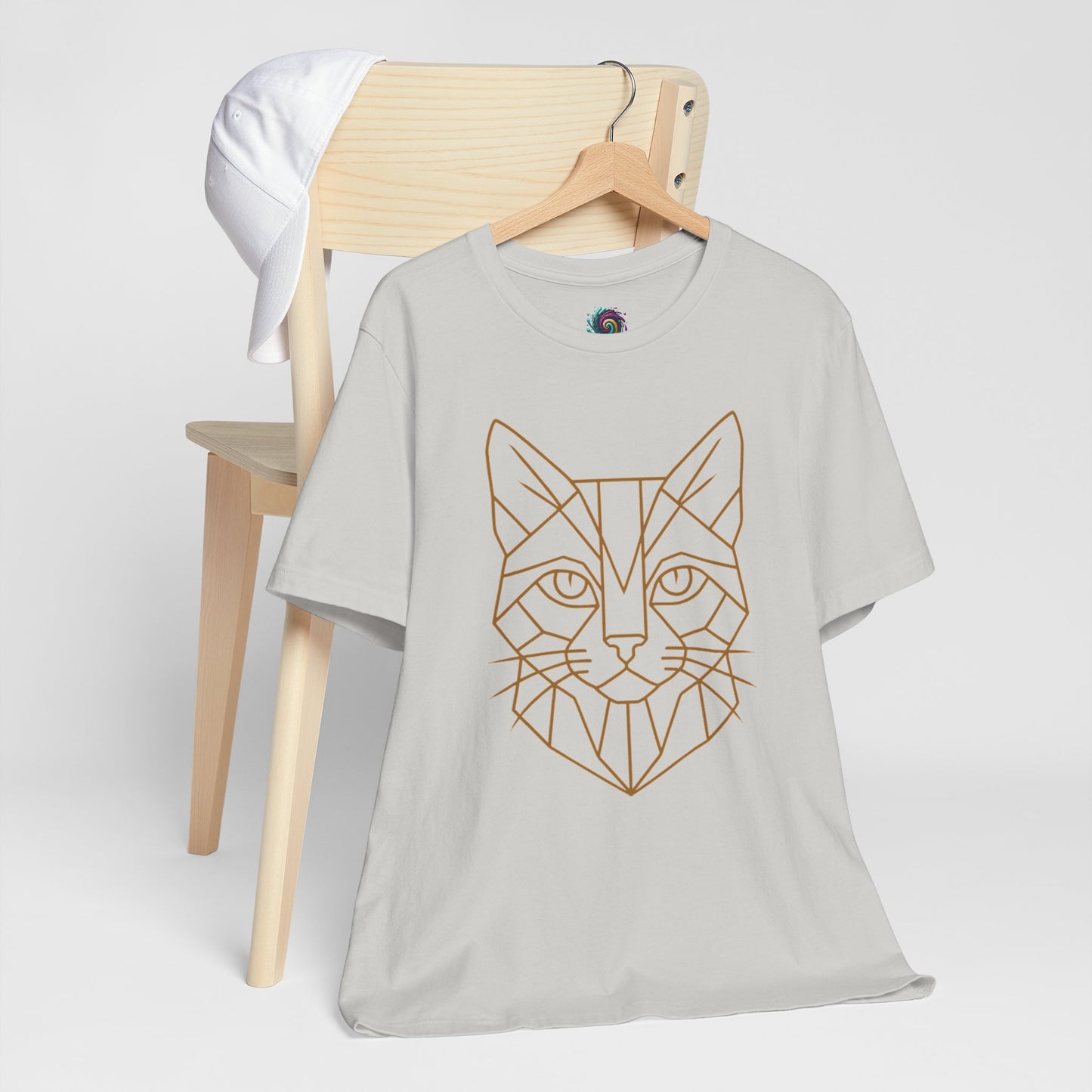 Geometric Cat T-Shirt – Minimalist Line Art Tee
