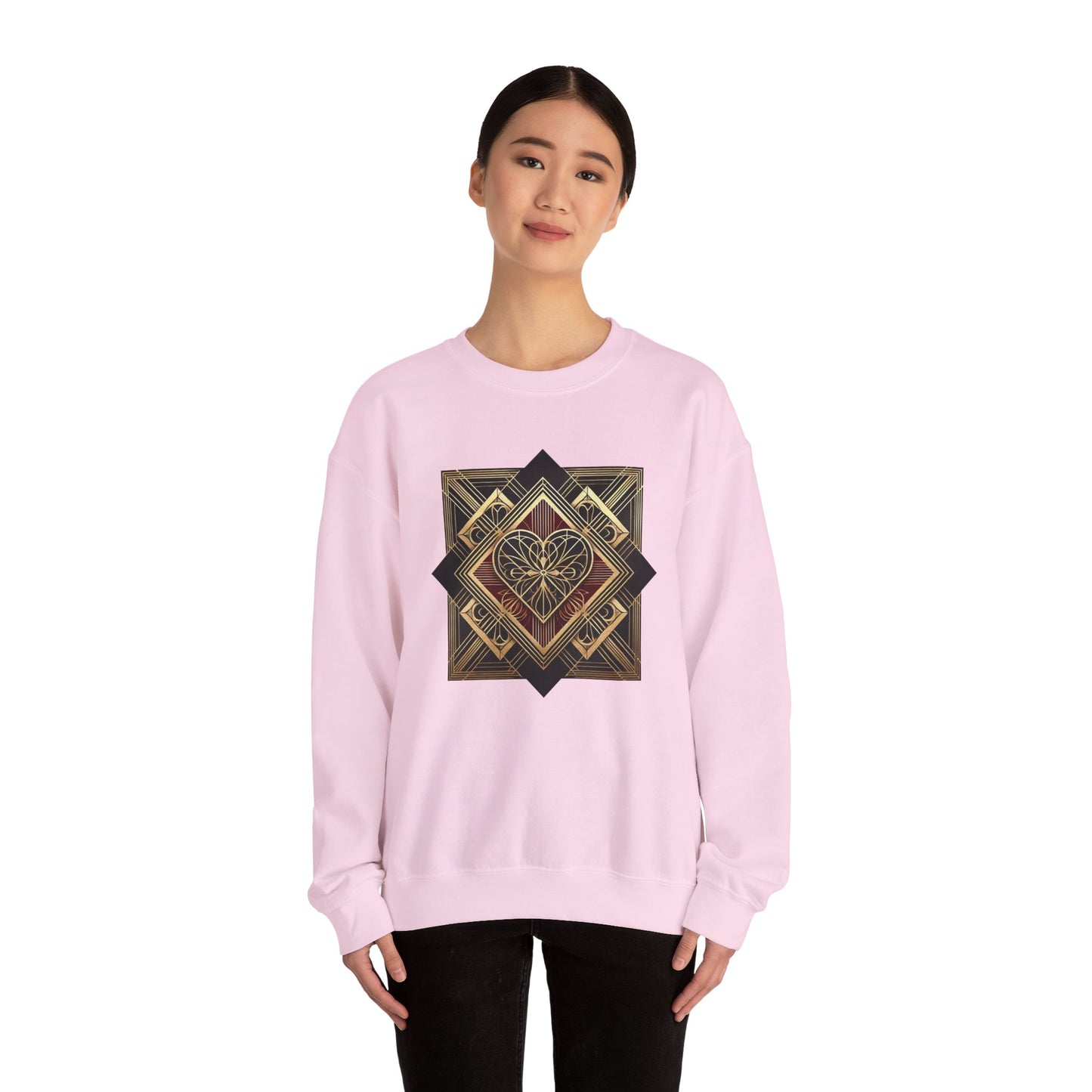 Art Deco Heart Sweatshirt – Romantic Valentine's Day Pullover