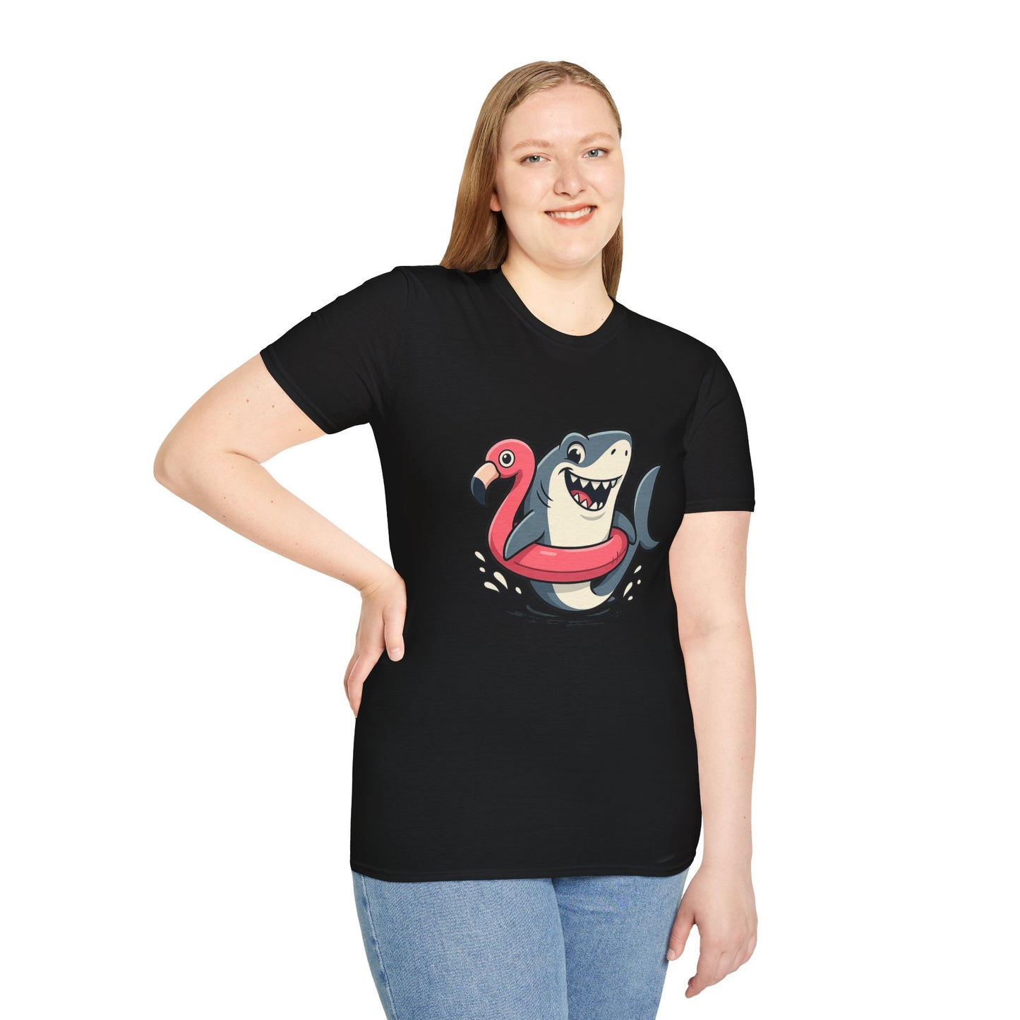 Shark & Flamingo Floatie T-Shirt – Funny Beach & Pool Day Tee