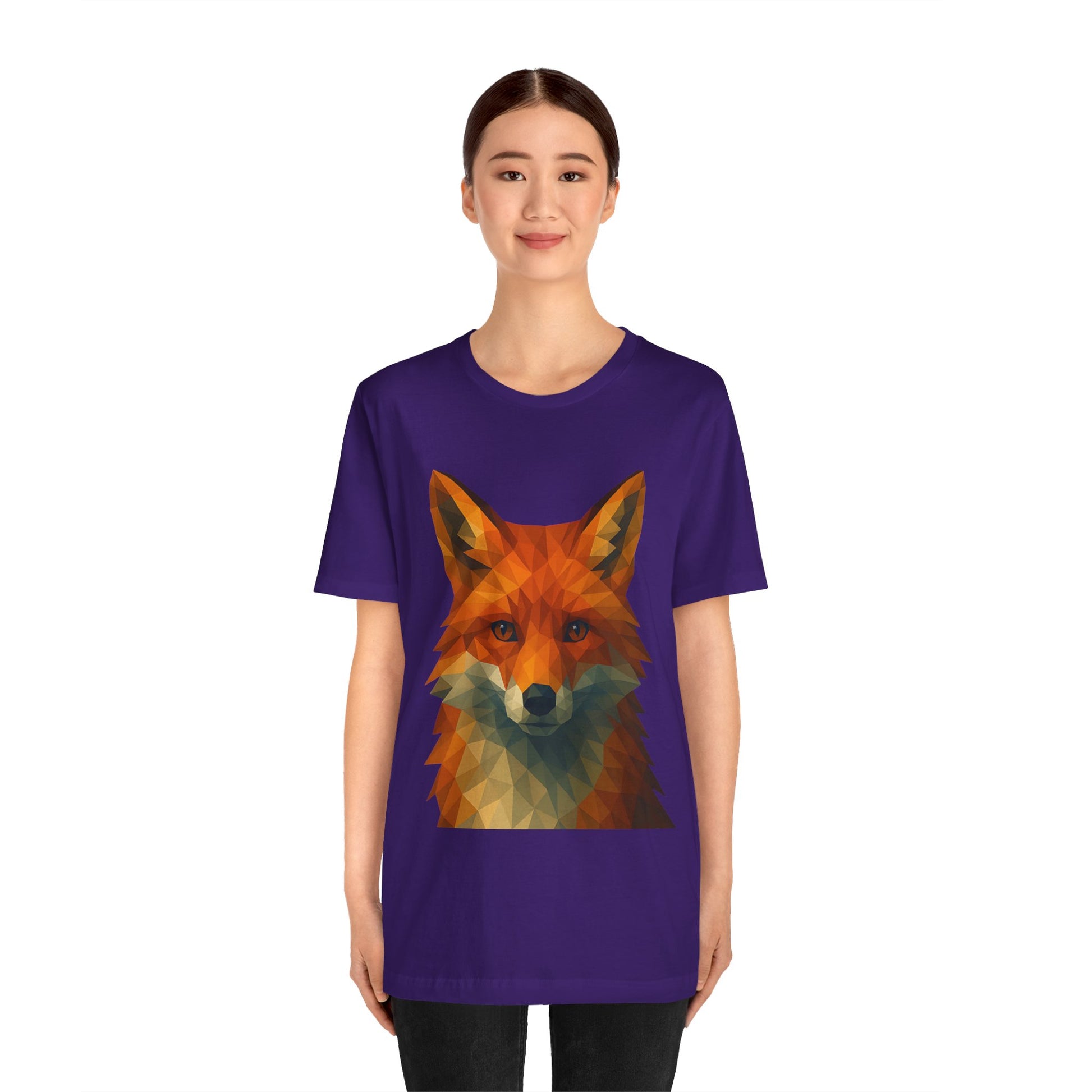 Geometric Fox T-Shirt – Polygon Animal Tee with Nature Vibes - WhimSpin - https://whimspin.com