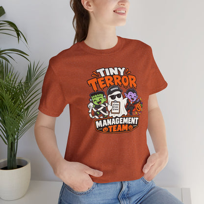 Tiny Terror Management Team T-Shirt – Funny Halloween Parent Tee