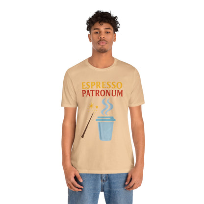Espresso Patronum T-Shirt – Funny Coffee & Wizard Parody Tee
