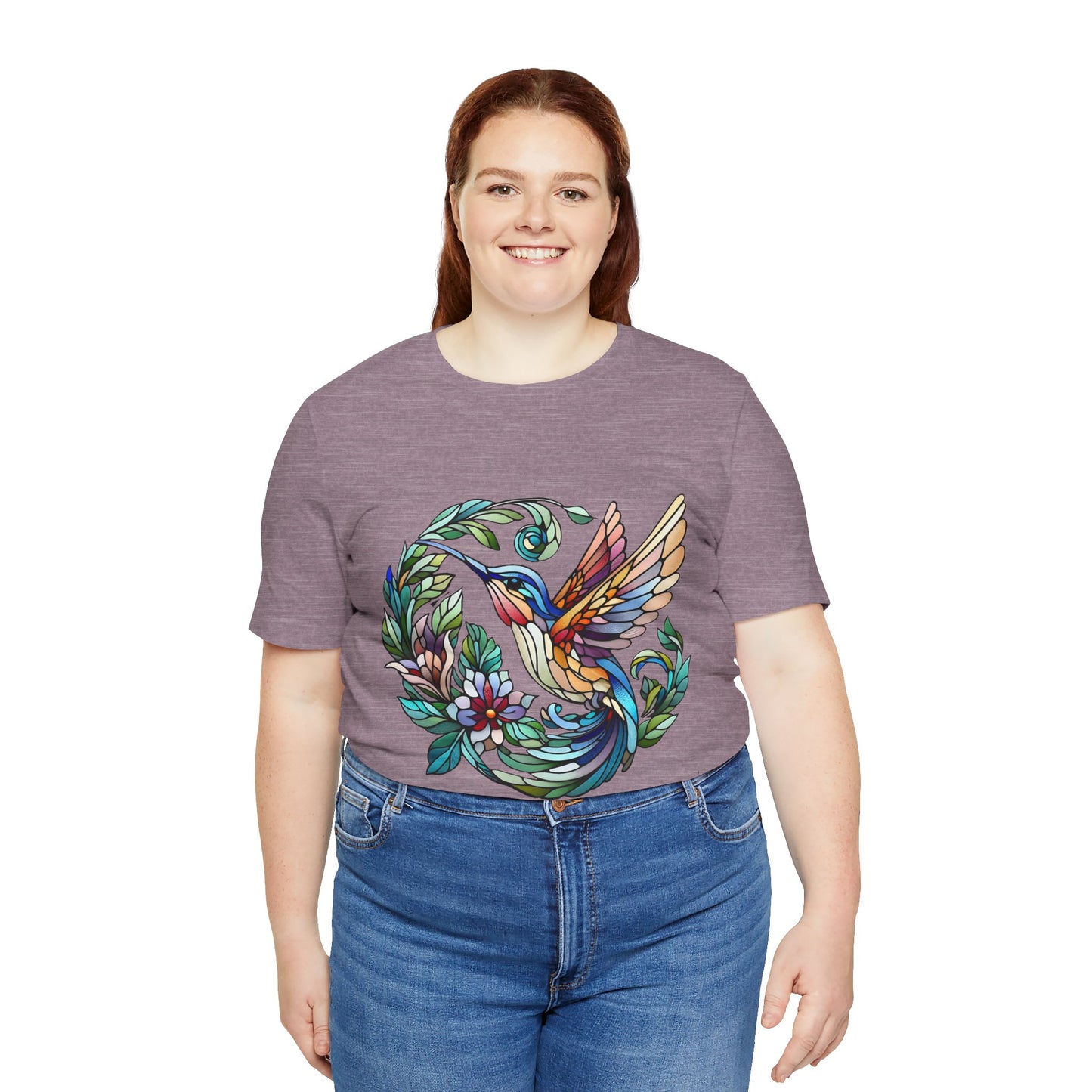 Stained Glass Hummingbird Tee – Vibrant Nature Shirt - WhimSpin - https://whimspin.com