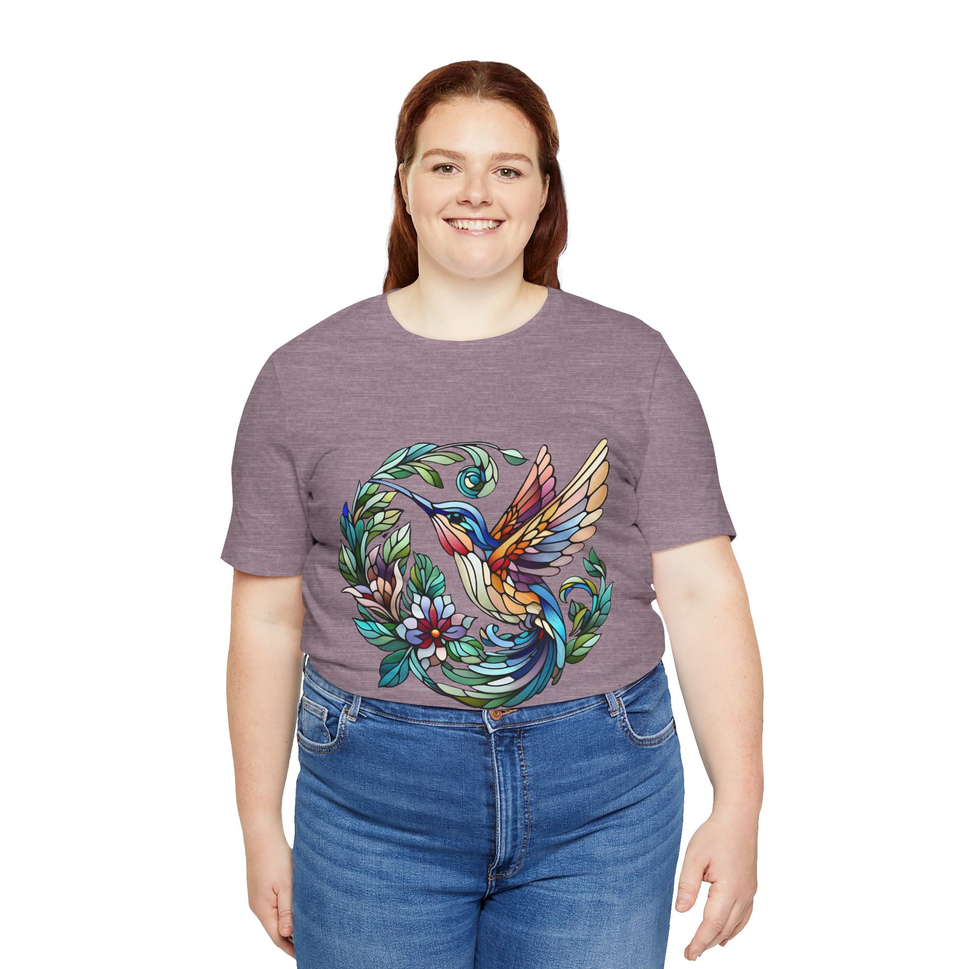 Stained Glass Hummingbird Tee – Vibrant Nature Shirt - WhimSpin - https://whimspin.com