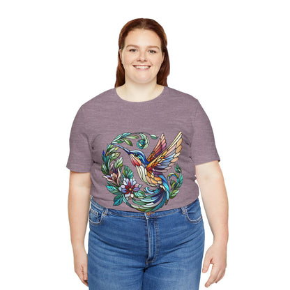 Stained Glass Hummingbird Tee – Vibrant Nature Shirt - WhimSpin - https://whimspin.com