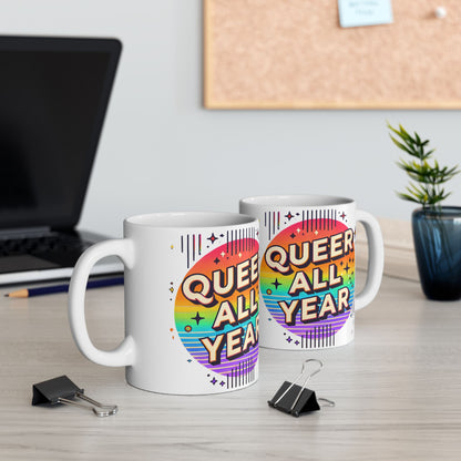 Queer All Year Mug – Pride Coffee Cup