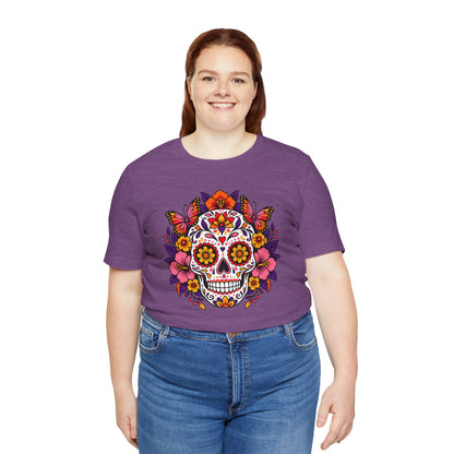 Floral Sugar Skull T-Shirt – Colorful Día de los Muertos Inspired Tee