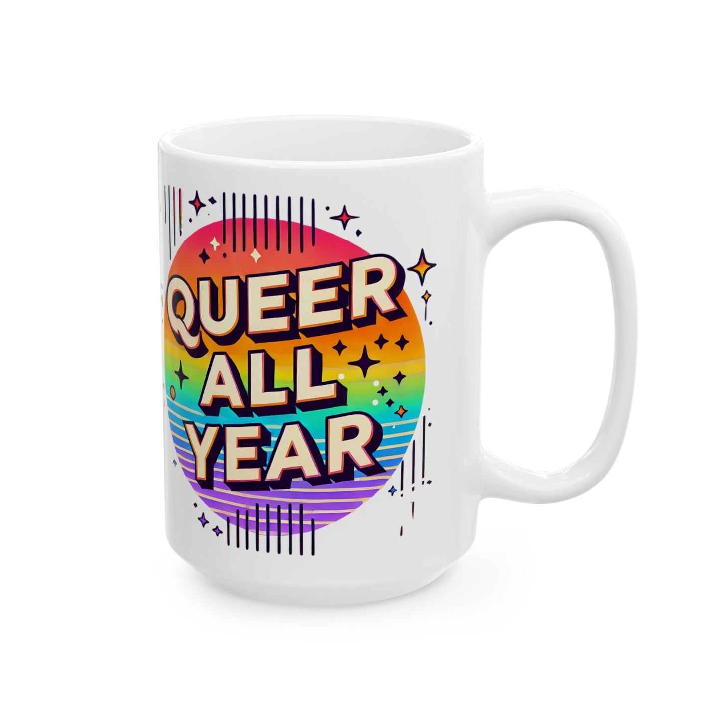 Queer All Year Mug – Pride Coffee Cup