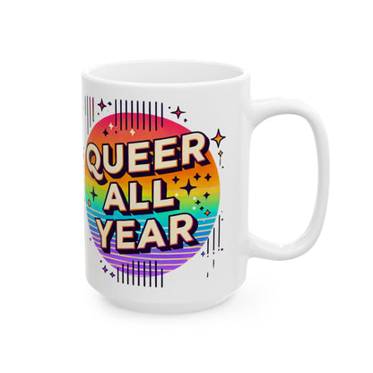 Queer All Year Mug – Pride Coffee Cup