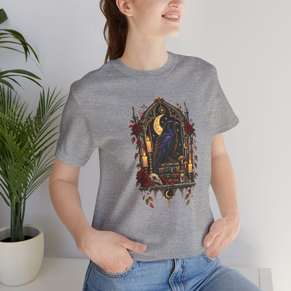 Raven’s Reliquary Tee – Gothic Moonlit Raven T-shirt