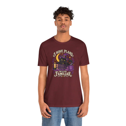 I Have Plans With My Familiar T-Shirt - Funny Witchy Introvert Cat Tee