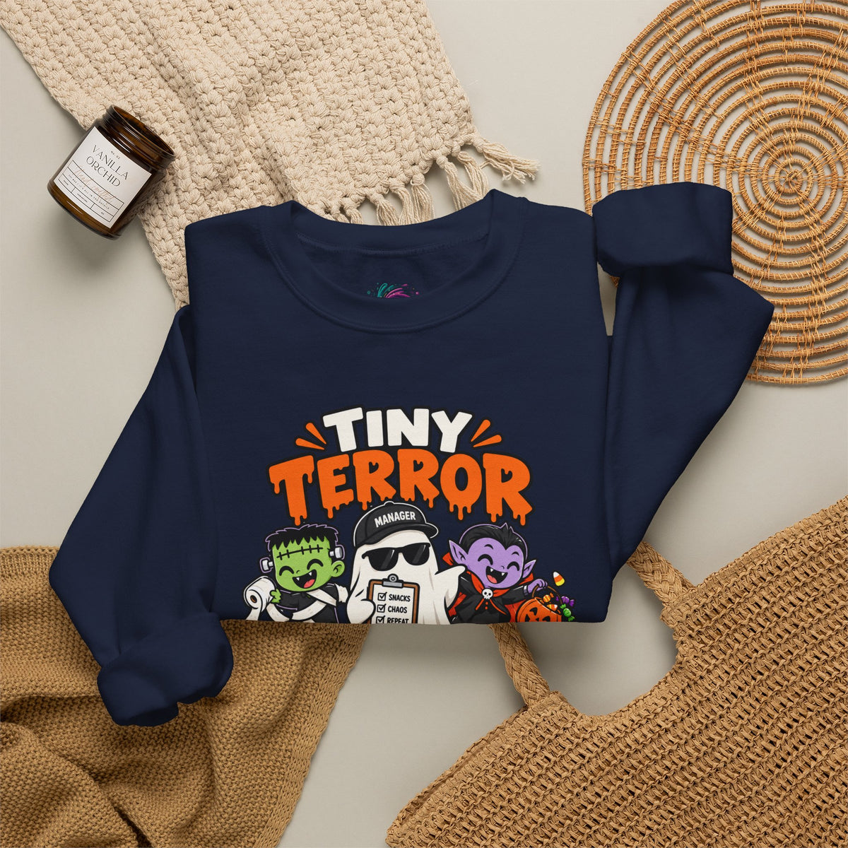 Tiny Terror Management Team Sweatshirt – Funny Halloween Parent Crewneck