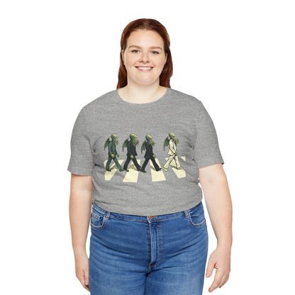 Cthulhu Crossing T-Shirt – Beatles Abbey Road Parody Tee | WhimSpin