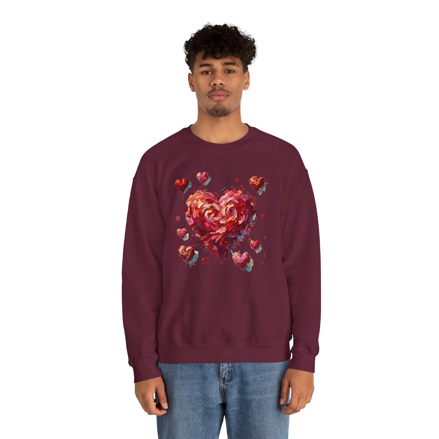 Impressionistic Heart Sweatshirt – Painterly Valentine's Day Art Pullover