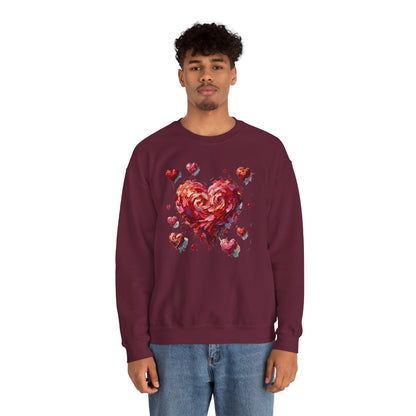 Impressionistic Heart Sweatshirt – Painterly Valentine's Day Art Pullover