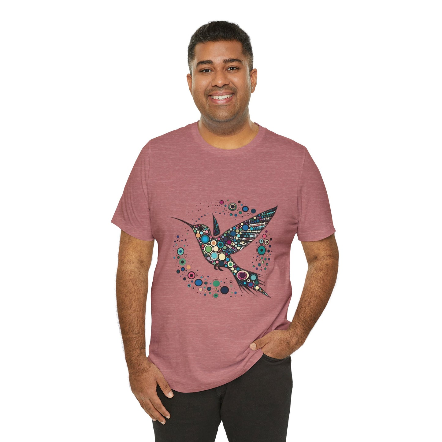 Hummingbird Dot Art T-Shirt – Colorful Nature-Inspired Graphic Tee