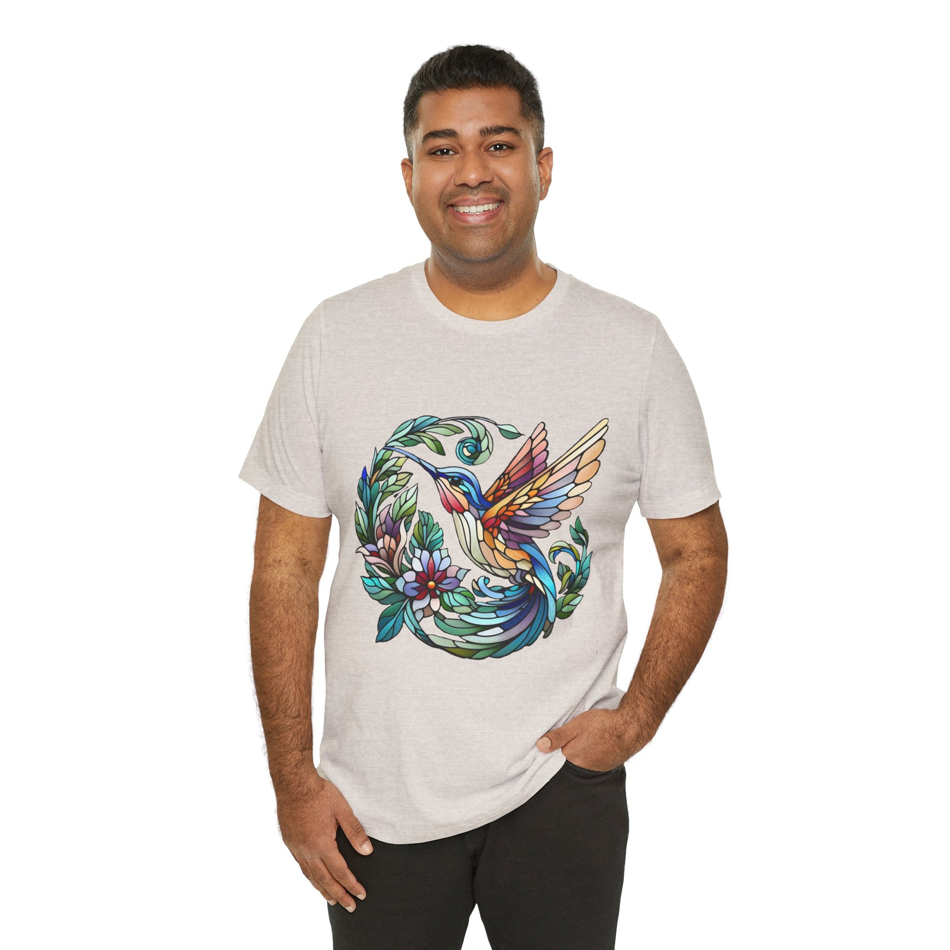Stained Glass Hummingbird Tee – Vibrant Nature Shirt - WhimSpin - https://whimspin.com