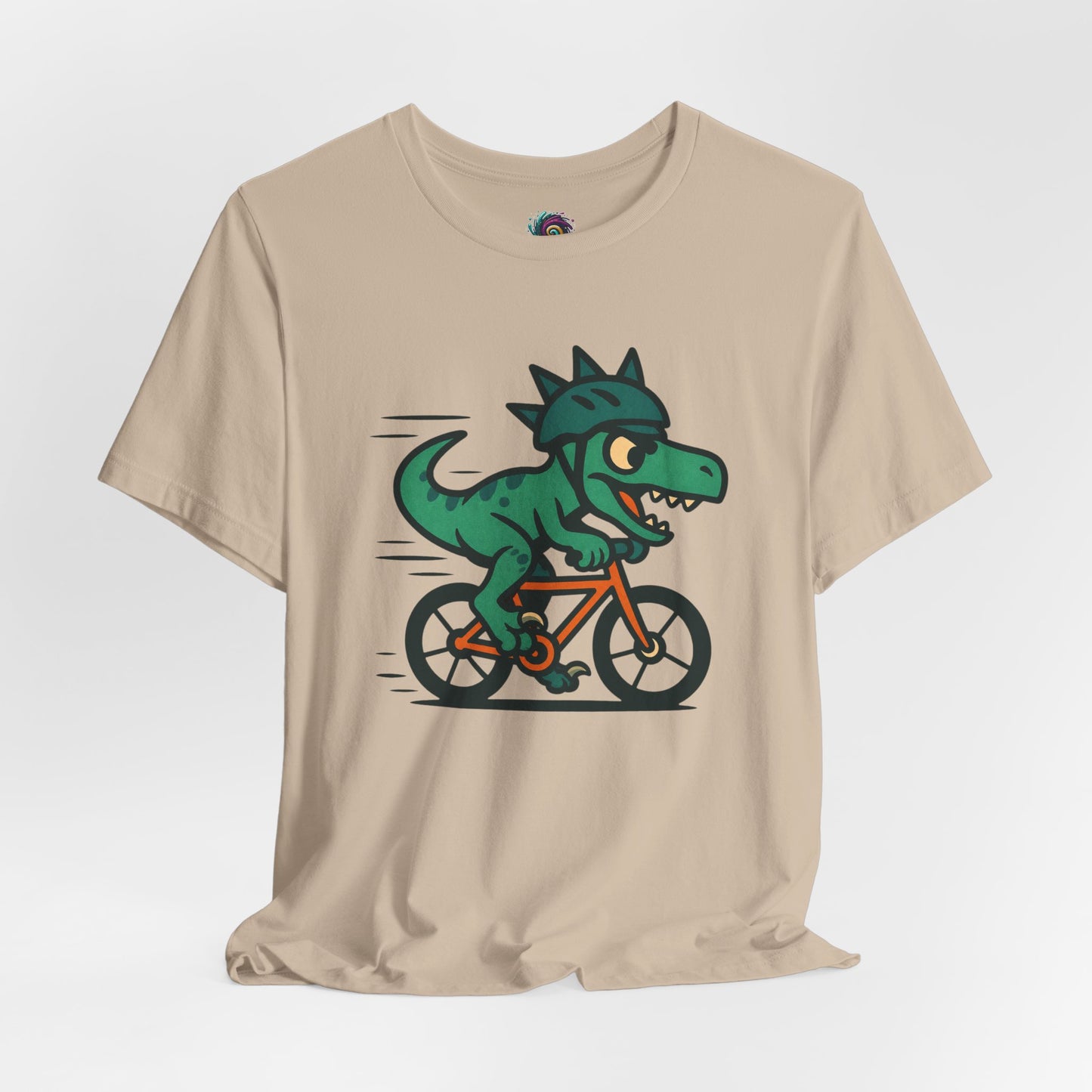 Velociraptor on a Bike T-Shirt – Funny Dino Velo Tee