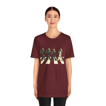 Cthulhu Crossing T-Shirt – Beatles Abbey Road Parody Tee | WhimSpin