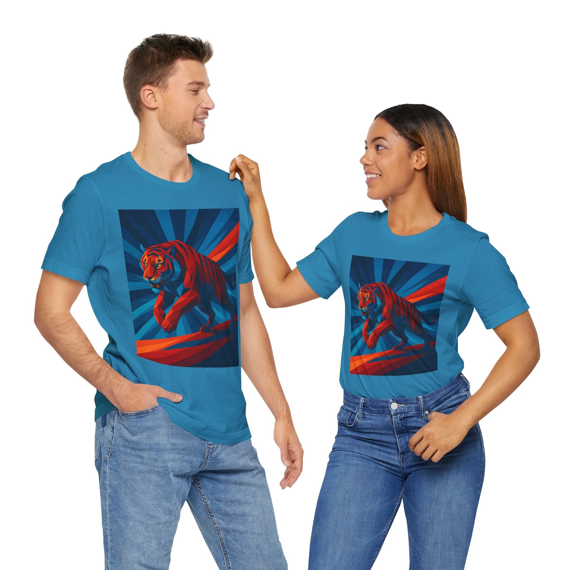 Geometric Tiger T-Shirt – Bold Jungle Animal Tee in Abstract Style - WhimSpin - https://whimspin.com