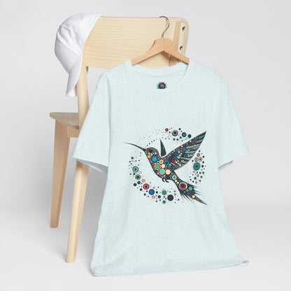 Hummingbird Dot Art T-Shirt – Colorful Nature-Inspired Graphic Tee