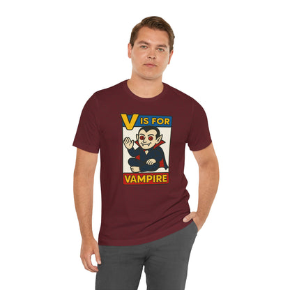 V is for Vampire T-Shirt – Funny Halloween Legend Alphabet Tee