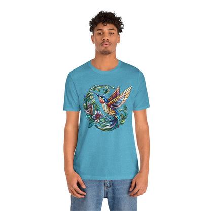 Stained Glass Hummingbird Tee – Vibrant Nature Shirt