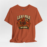Rust orange crew-neck T-shirt with colorful fall leaves 