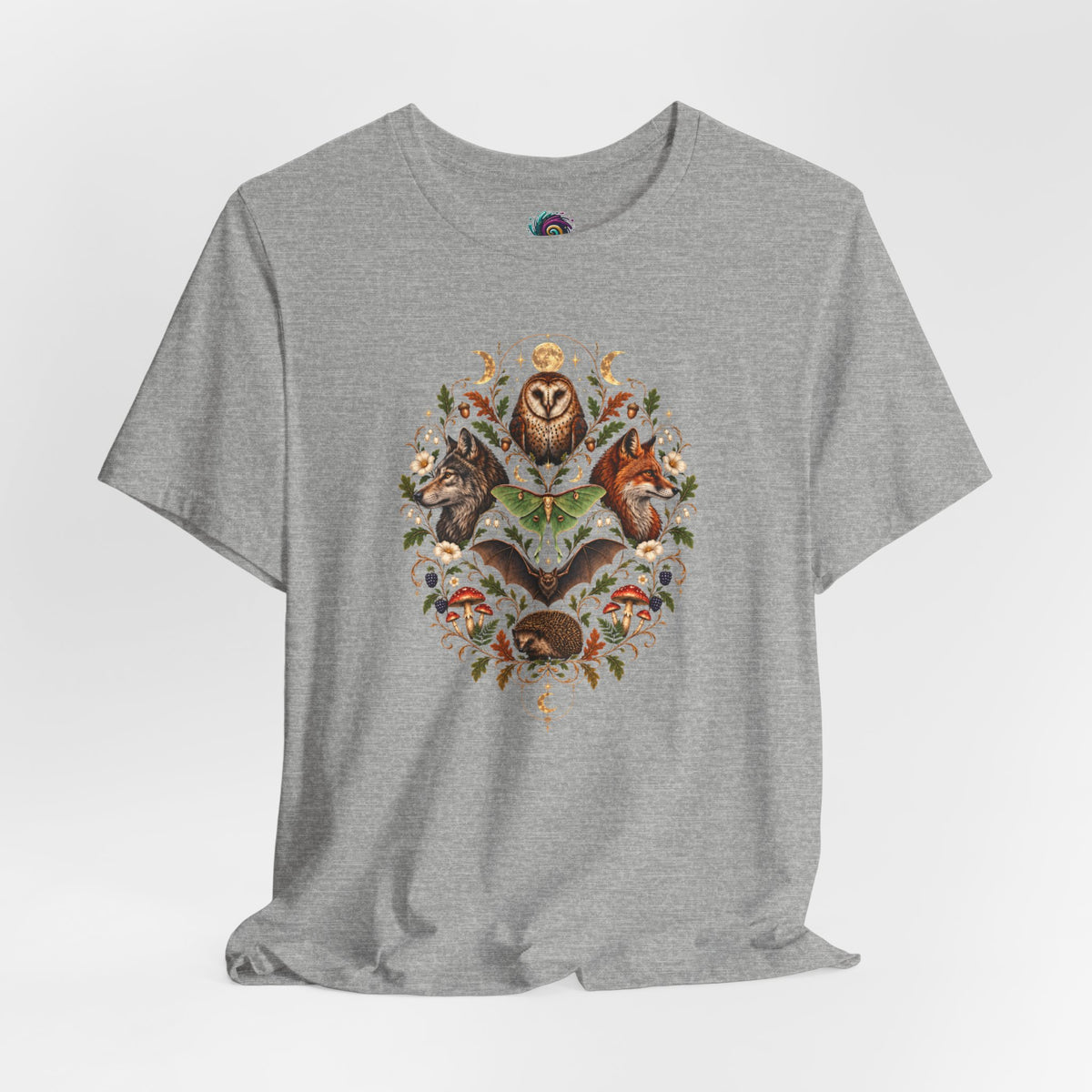 Nocturnal Woodland Animals T-Shirt – Moonlit Nature Tee