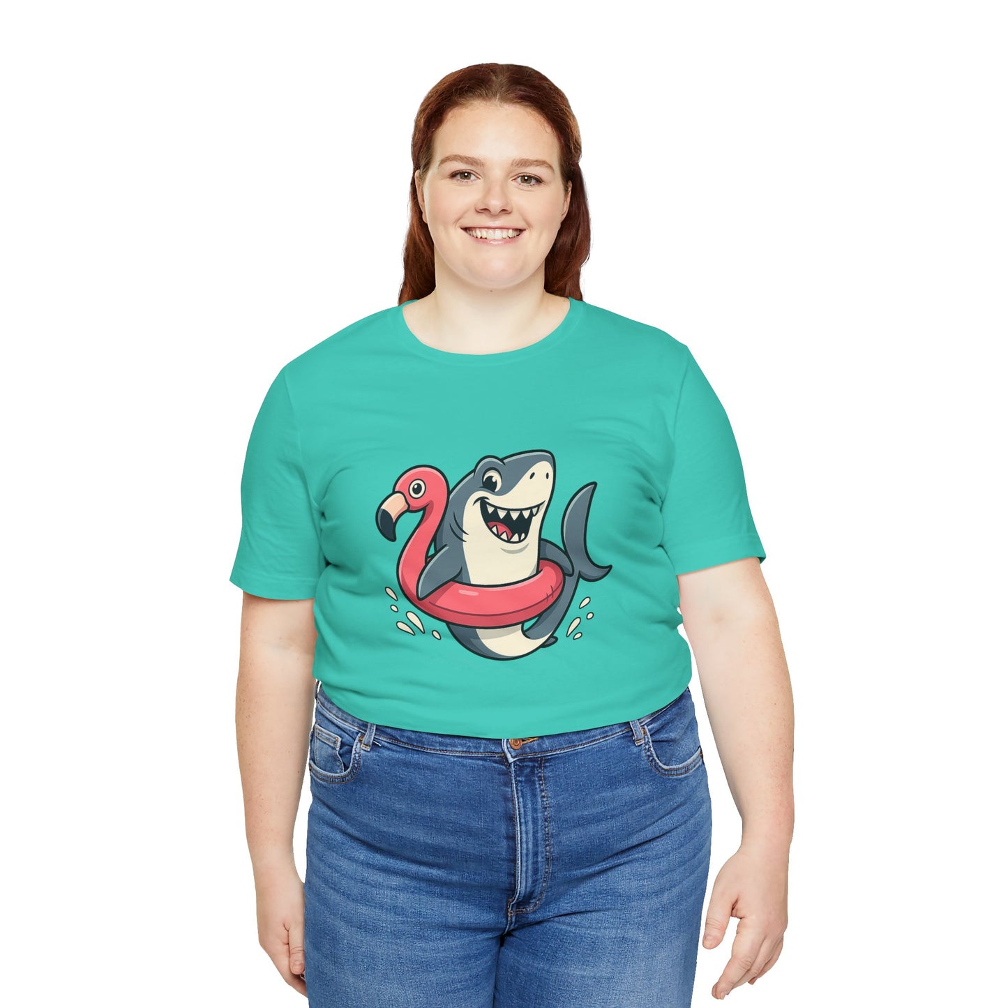 Shark & Flamingo Floatie T-Shirt – Funny Beach & Pool Day Tee