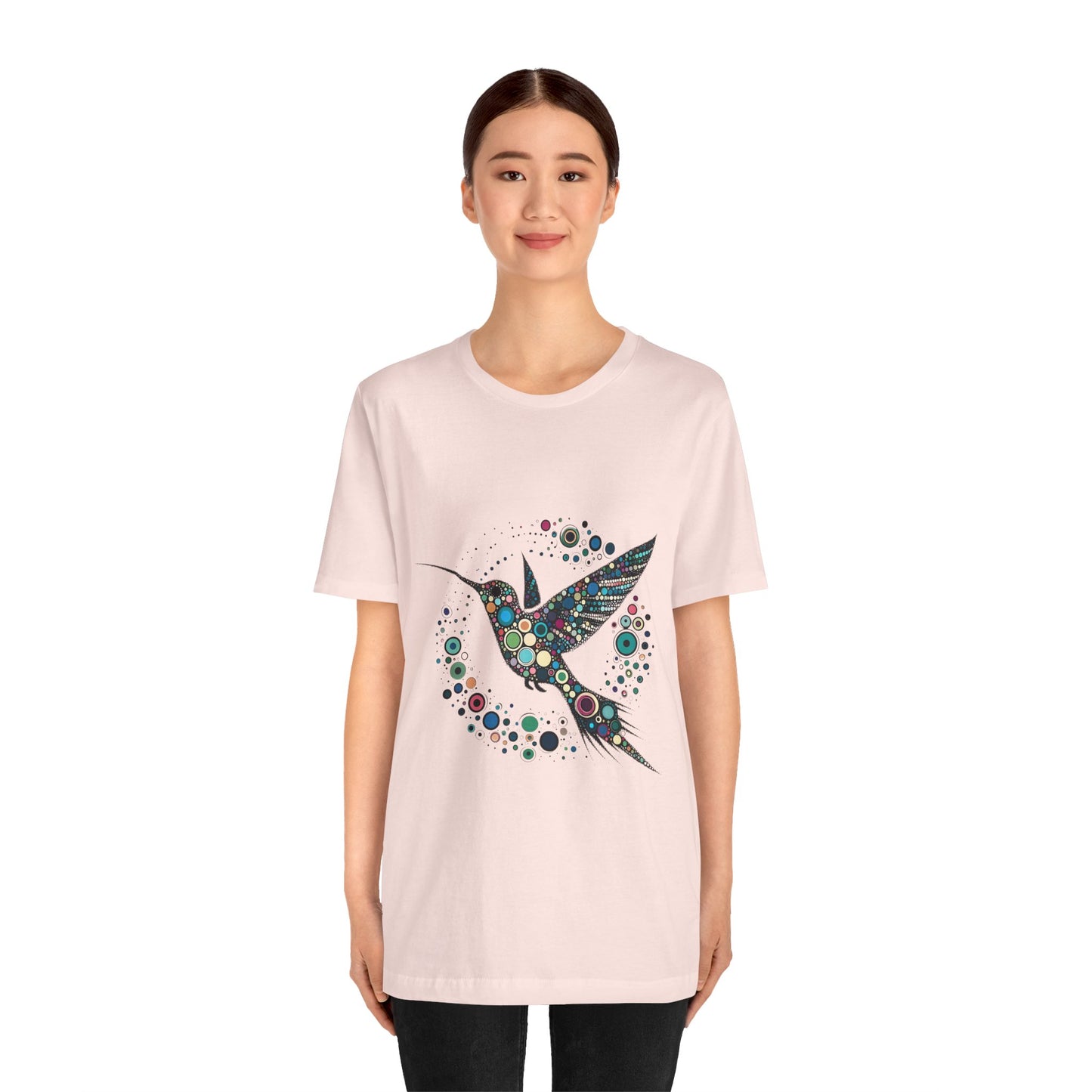Hummingbird Dot Art T-Shirt – Colorful Nature-Inspired Graphic Tee