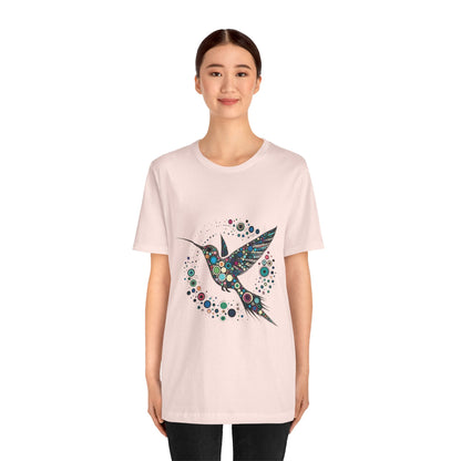 Hummingbird Dot Art T-Shirt – Colorful Nature-Inspired Graphic Tee