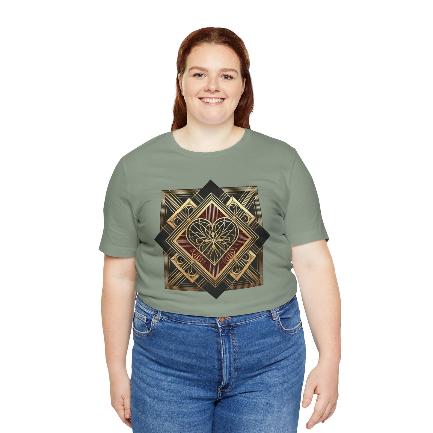 Art Deco Heart T-Shirt – Romantic Valentine's Day Graphic Tee