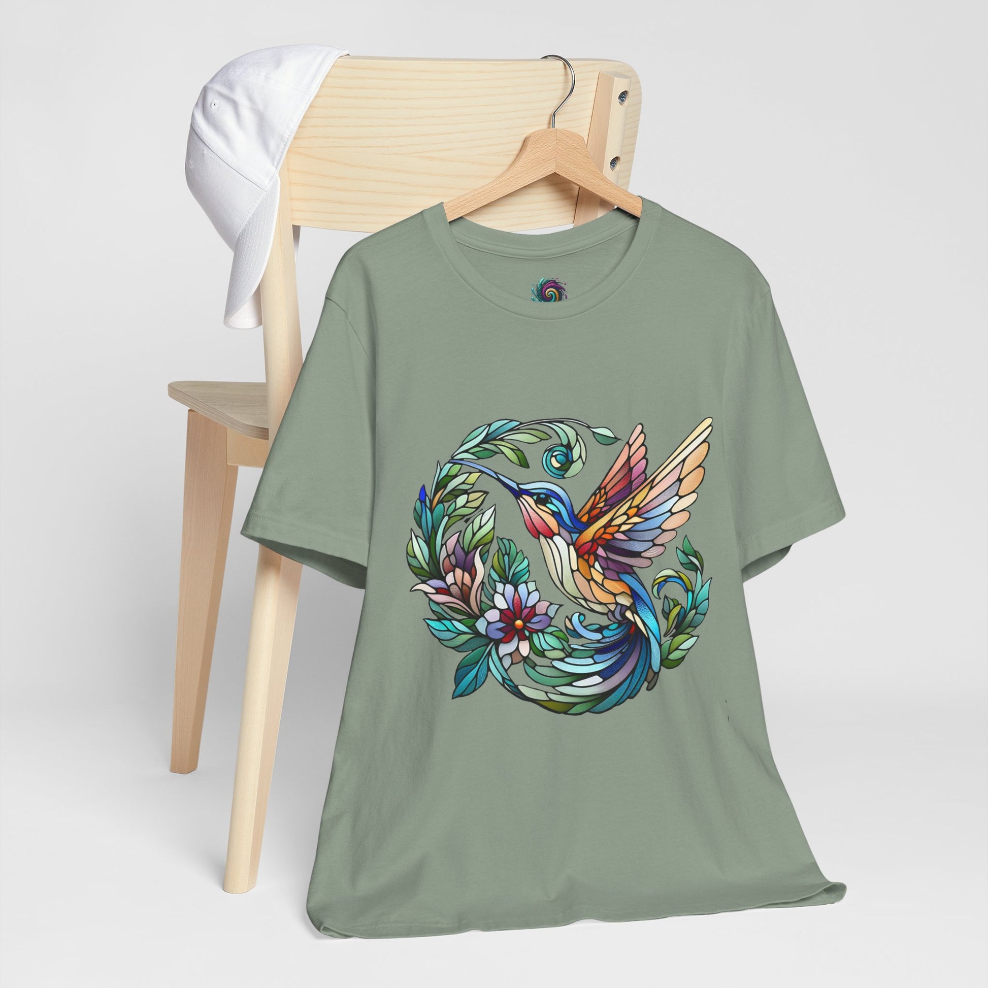 Stained Glass Hummingbird Tee – Vibrant Nature Shirt - WhimSpin - https://whimspin.com