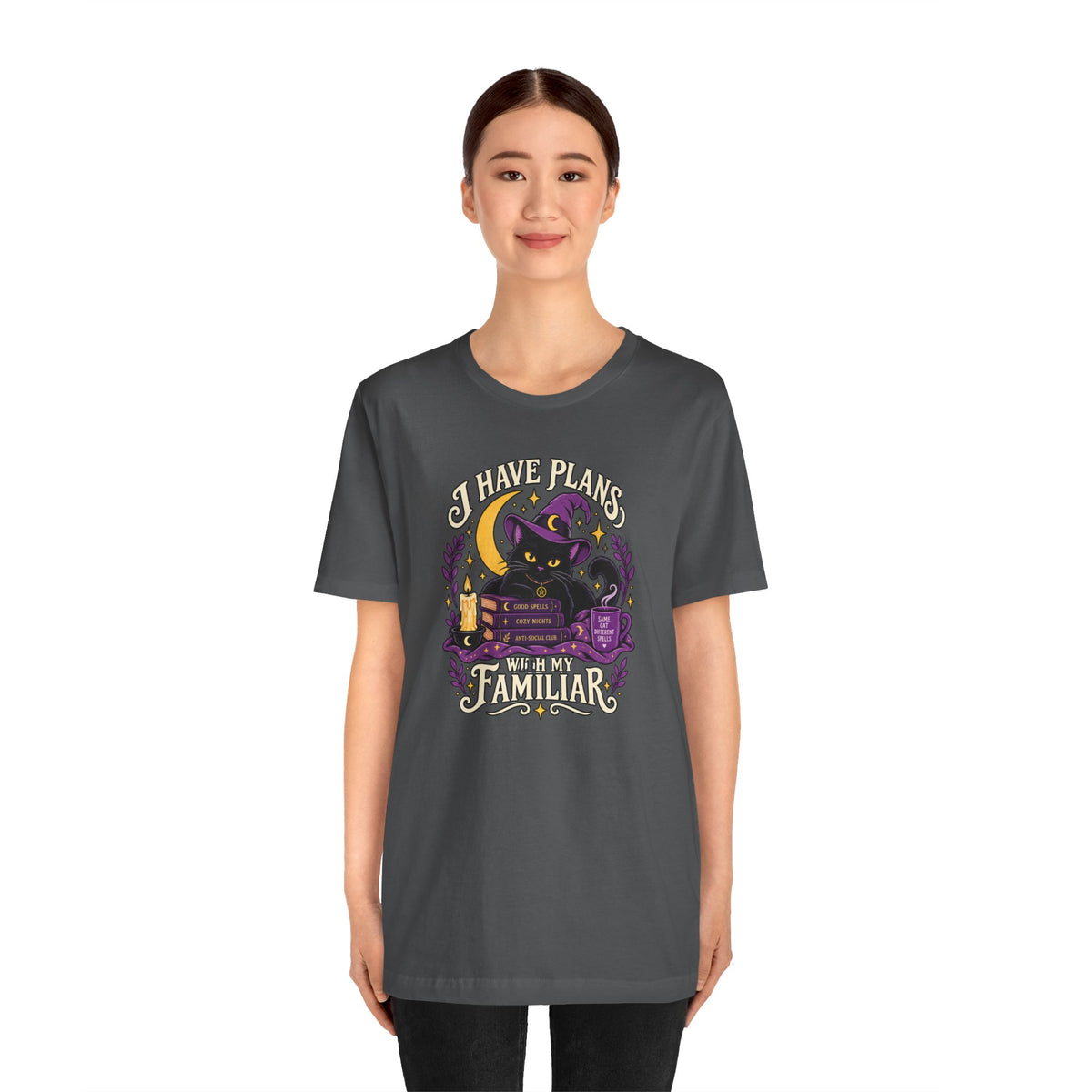 I Have Plans With My Familiar T-Shirt - Funny Witchy Introvert Cat Tee