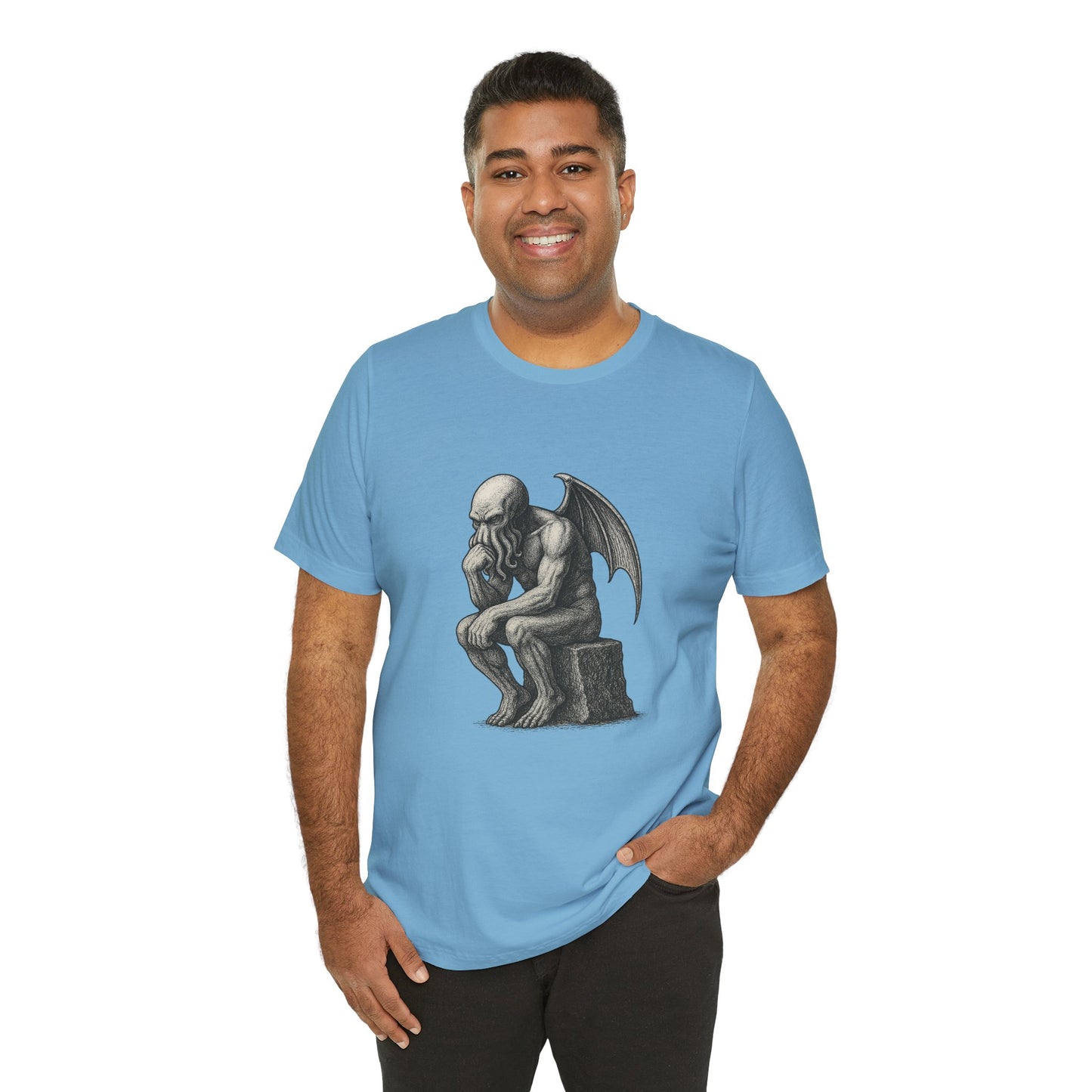 Cthulhu The Thinker Tee – Lovecraftian Parody Shirt