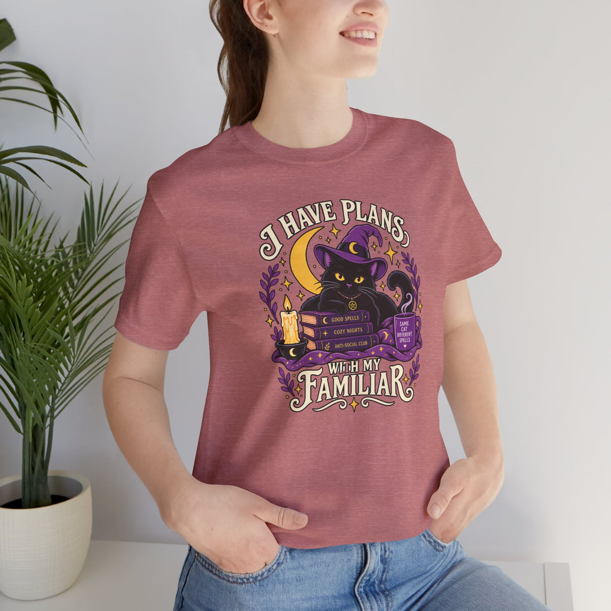 I Have Plans With My Familiar T-Shirt - Funny Witchy Introvert Cat Tee