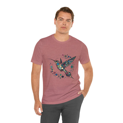 Hummingbird Dot Art T-Shirt – Colorful Nature-Inspired Graphic Tee