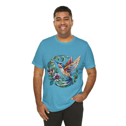 Stained Glass Hummingbird Tee – Vibrant Nature Shirt - WhimSpin - https://whimspin.com