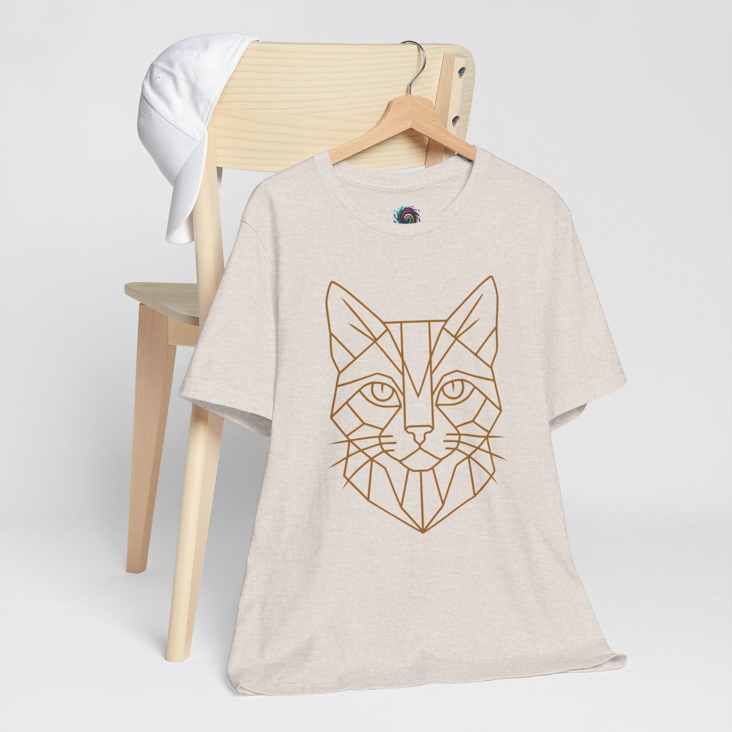 Geometric Cat T-Shirt – Minimalist Line Art Tee