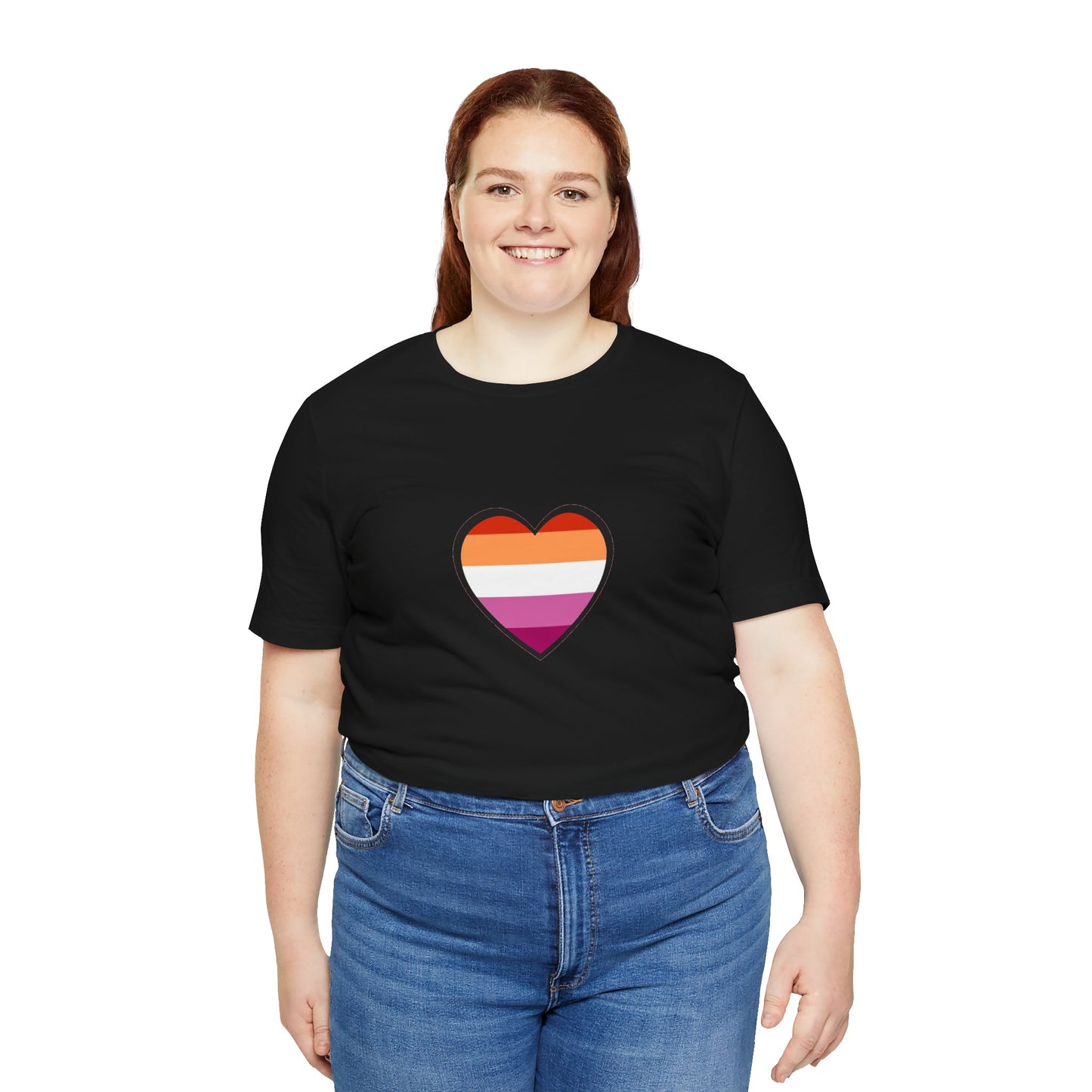 Lesbian Flag Heart T-Shirt – Bold LGBTQ+ Graphic Tee
