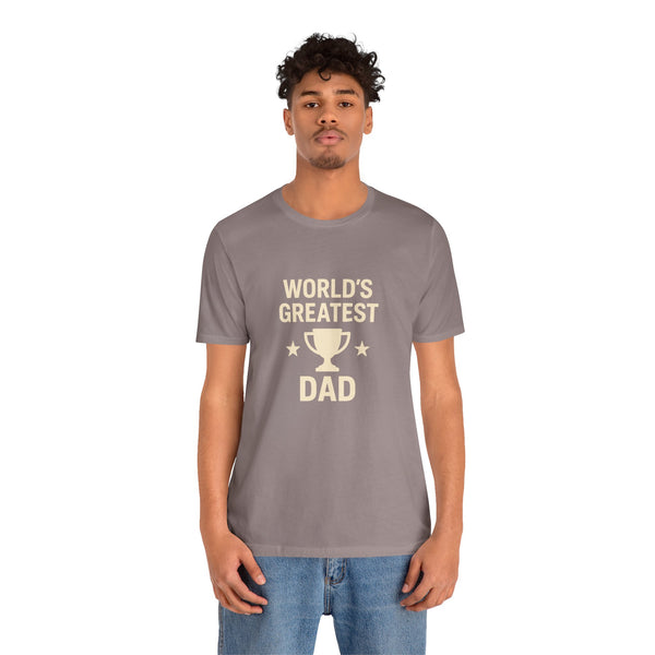 Purple-gray crewneck T-shirt with trophy "WORLD'S GREATEST DAD" front print