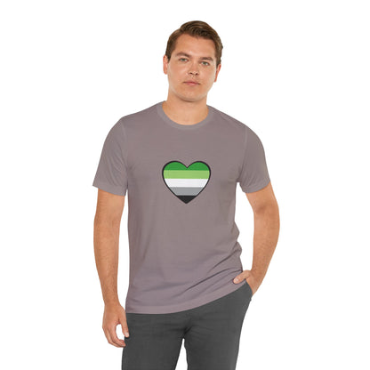 Aromantic Pride Heart T-Shirt – Minimalist Aro Flag LGBTQIA+ Tee
