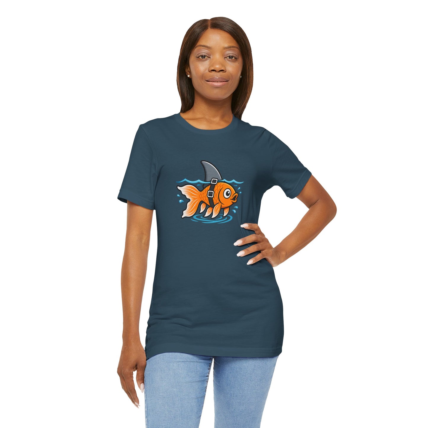 Goldfish Shark T-Shirt – Funny Fish Swimming  Graphic Tee