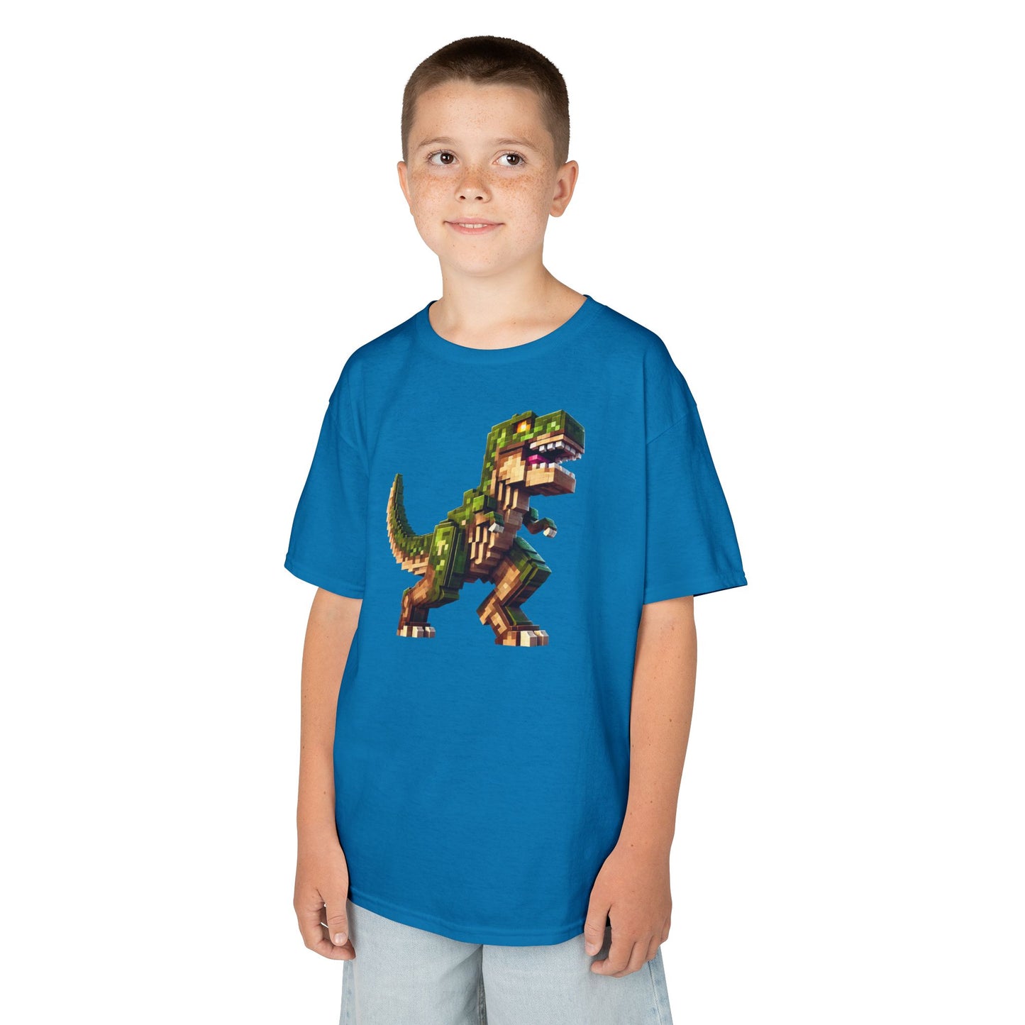Pixel Dinosaur Kids T-Shirt – Retro Pixel T-Rex Gamer Tee